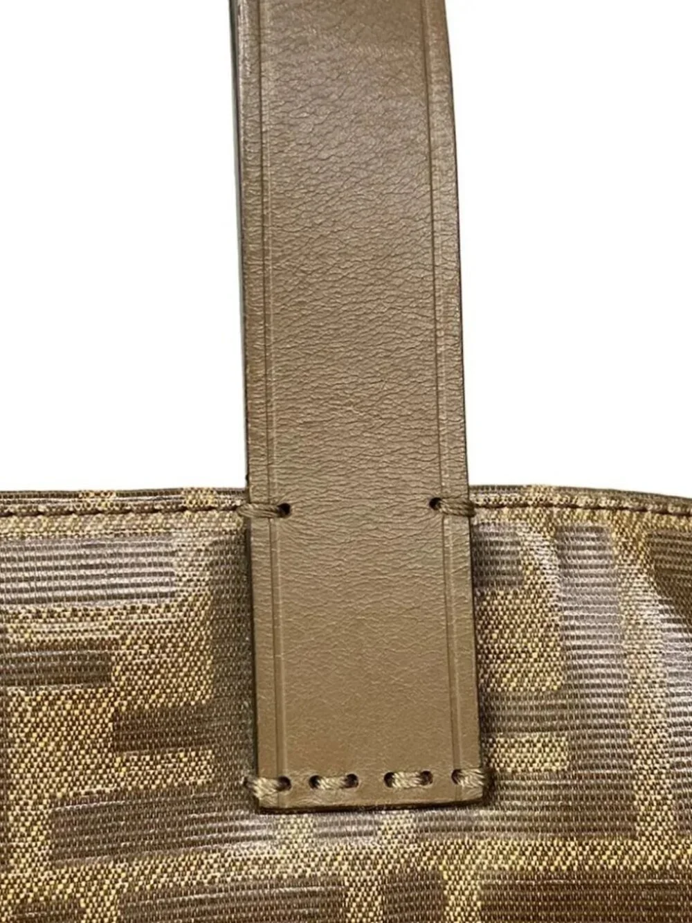 FENDI Fendi Mania 8BH357 Brown Red Multi Coated Canvas Leather Tote Bag